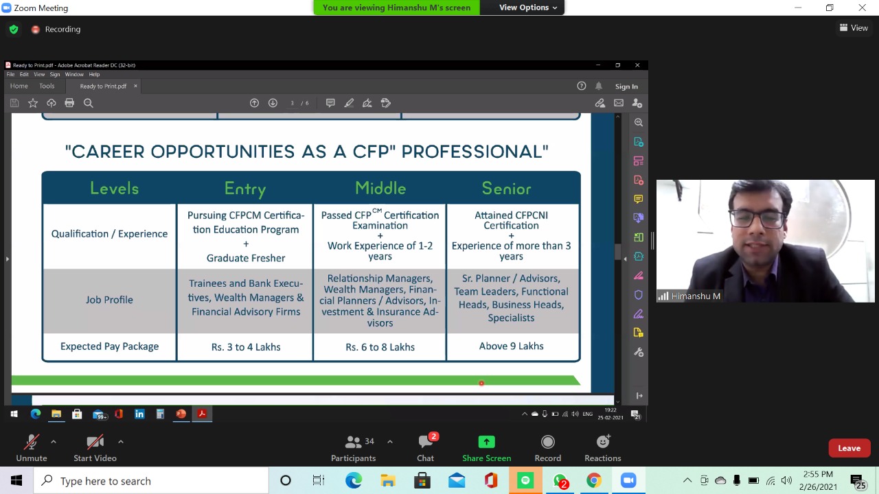 Mr.Himanshu Mayne_CFPcm briefing on Certified Financial Planning as a career opportunity