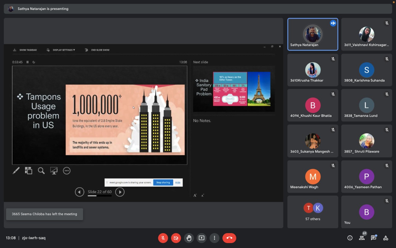 Mr. Sathya explaining problem created by sanitary pads