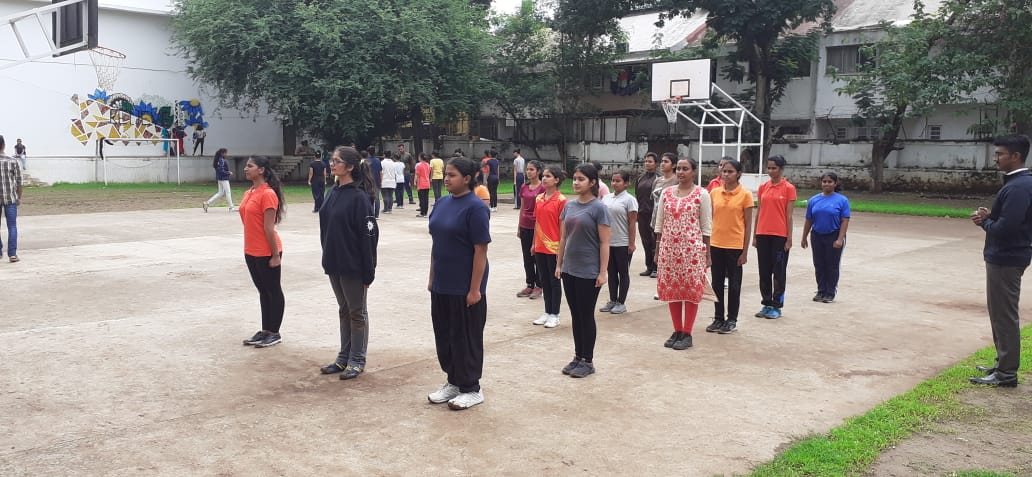Students and Faculty learning Parade and March Past