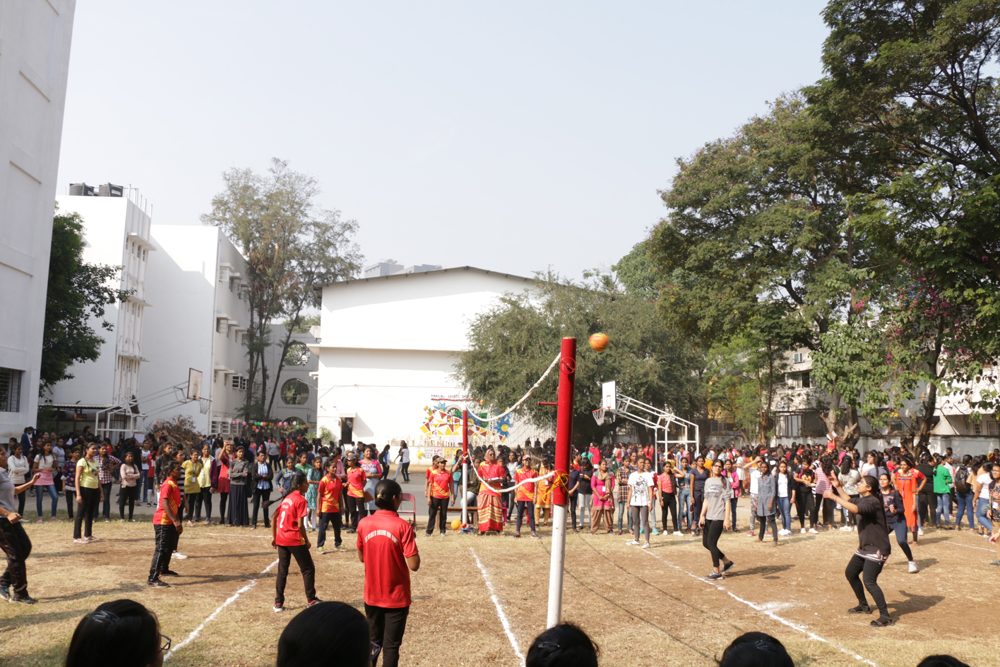 Annual Sports Day 2018- While playing Throw Ball Competition.