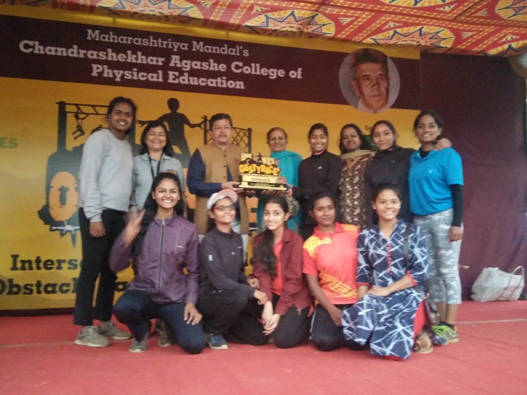 Inter Collegiate Obstacle Race 2018-19 - First Place - with all College Girls and Gurbans Kaur Ma'am