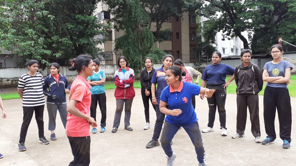 Students undergoing training of self defence